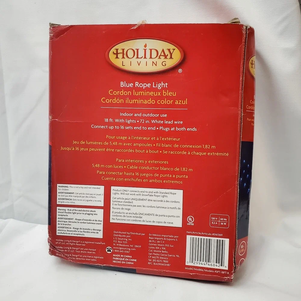 Holiday Living ● 18Ft. Blue Rope Lights ●‎ Indoor/Outdoor Use ● #0165169 ● NEW!